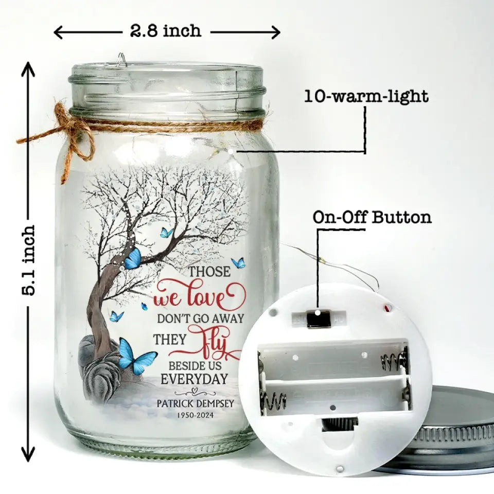 Ils volent à nos côtés tous les jours - Lampe commémorative personnalisée en pot Mason - Cadeau de condoléances pour les membres de la famille