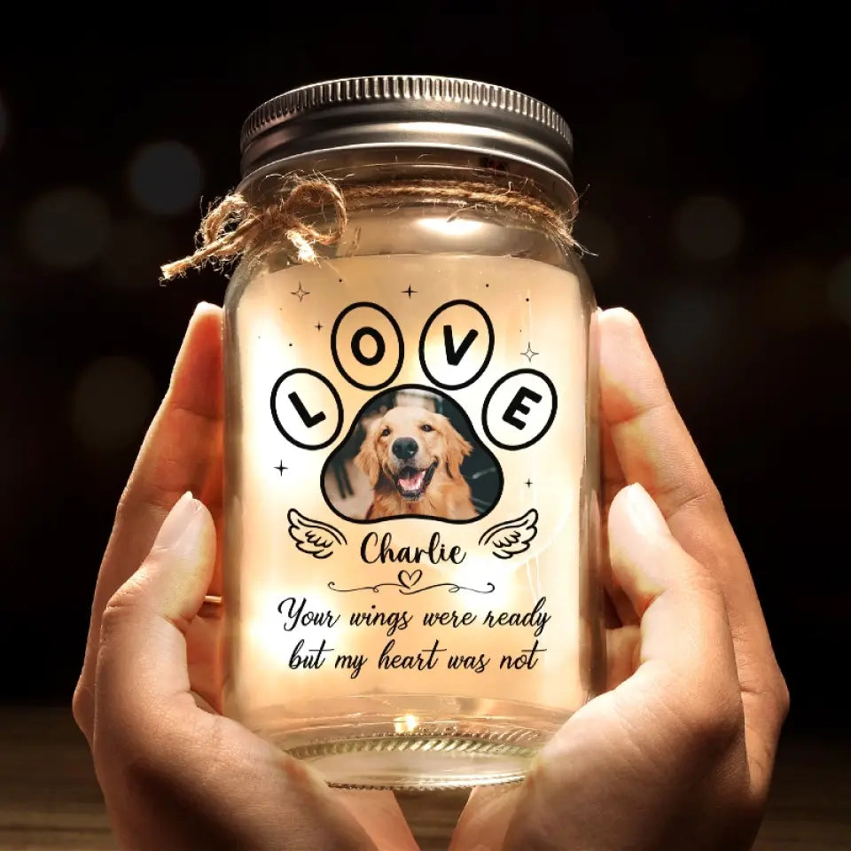 Photo personnalisée « Vous avez transformé nos vies » - Lampe commémorative personnalisée en pot Mason - Cadeau de condoléances pour les propriétaires et les amoureux des animaux