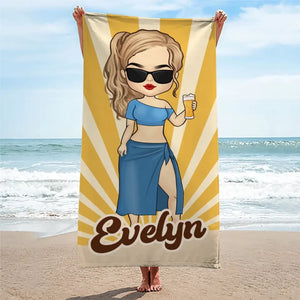 La vie est meilleure à la plage - Serviette de plage personnalisée pour meilleure amie - Cadeau de vacances d'été, cadeau d'anniversaire à la piscine pour meilleures amies, meilleures amies, sœurs