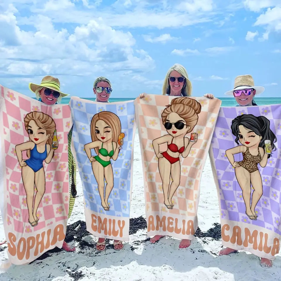 Un été sans amis, c'est comme un livre sans mots - Serviette de plage personnalisée Bestie - Cadeau de vacances d'été, cadeau de fête d'anniversaire à la piscine pour meilleures amies, meilleures amies, sœurs