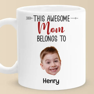 Photo personnalisée « Nous vous appartenons, vous nous appartenez » - Tasse personnalisée familiale - Cadeau pour maman, grand-mère