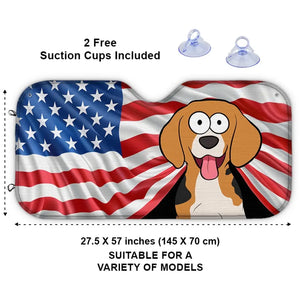 Terre de liberté et de fourrure - Pare-soleil personnalisé pour pare-brise de voiture, protection de vitre de voiture - 4 juillet, cadeau pour les propriétaires d'animaux et les amoureux des animaux