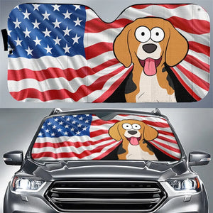 Terre de liberté et de fourrure - Pare-soleil personnalisé pour pare-brise de voiture, protection de vitre de voiture - 4 juillet, cadeau pour les propriétaires d'animaux et les amoureux des animaux
