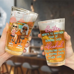 Parfois, la meilleure thérapie est de boire - Verre à bière personnalisé Bestie - Cadeau pour les meilleures amies, BFF, sœurs, collègues