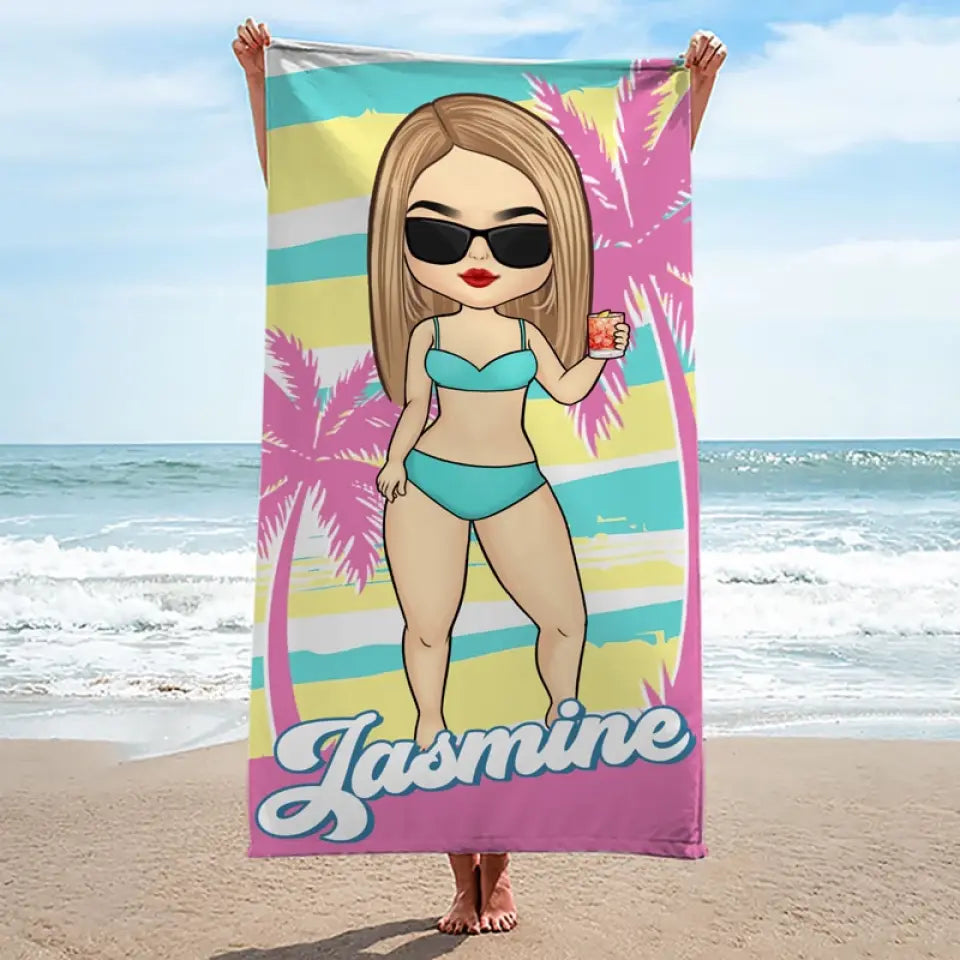 Oh Sip It's A Girl's Trip - Serviette de plage personnalisée Bestie - Cadeau de vacances d'été, cadeau de fête de piscine d'anniversaire pour meilleures amies, BFF, sœurs