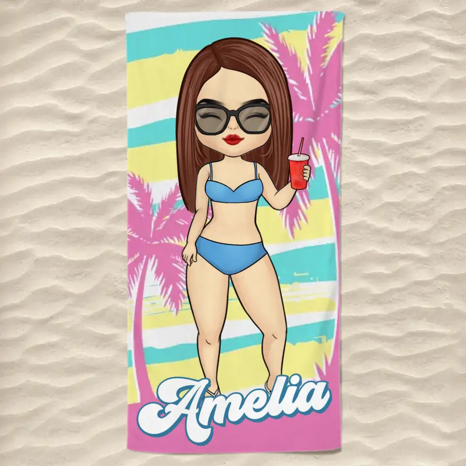 Oh Sip It's A Girl's Trip - Serviette de plage personnalisée Bestie - Cadeau de vacances d'été, cadeau de fête de piscine d'anniversaire pour meilleures amies, BFF, sœurs