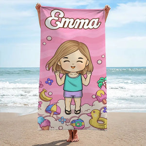 Retrouvez votre côté sauvage pendant les vacances d'été - Serviette de plage personnalisée pour toute la famille - Cadeau de vacances d'été pour les membres de la famille