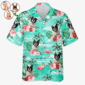 T-shirt hawaïen unisexe personnalisé avec photo « Plage » pour chien et chat - Cadeau idéal pour les vacances d'été, les amoureux des animaux et les amoureux des animaux.