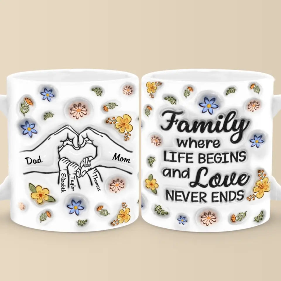 Ensemble, nous formons une famille - Mug personnalisé avec effet gonflé 3D - Cadeau pour les membres de la famille