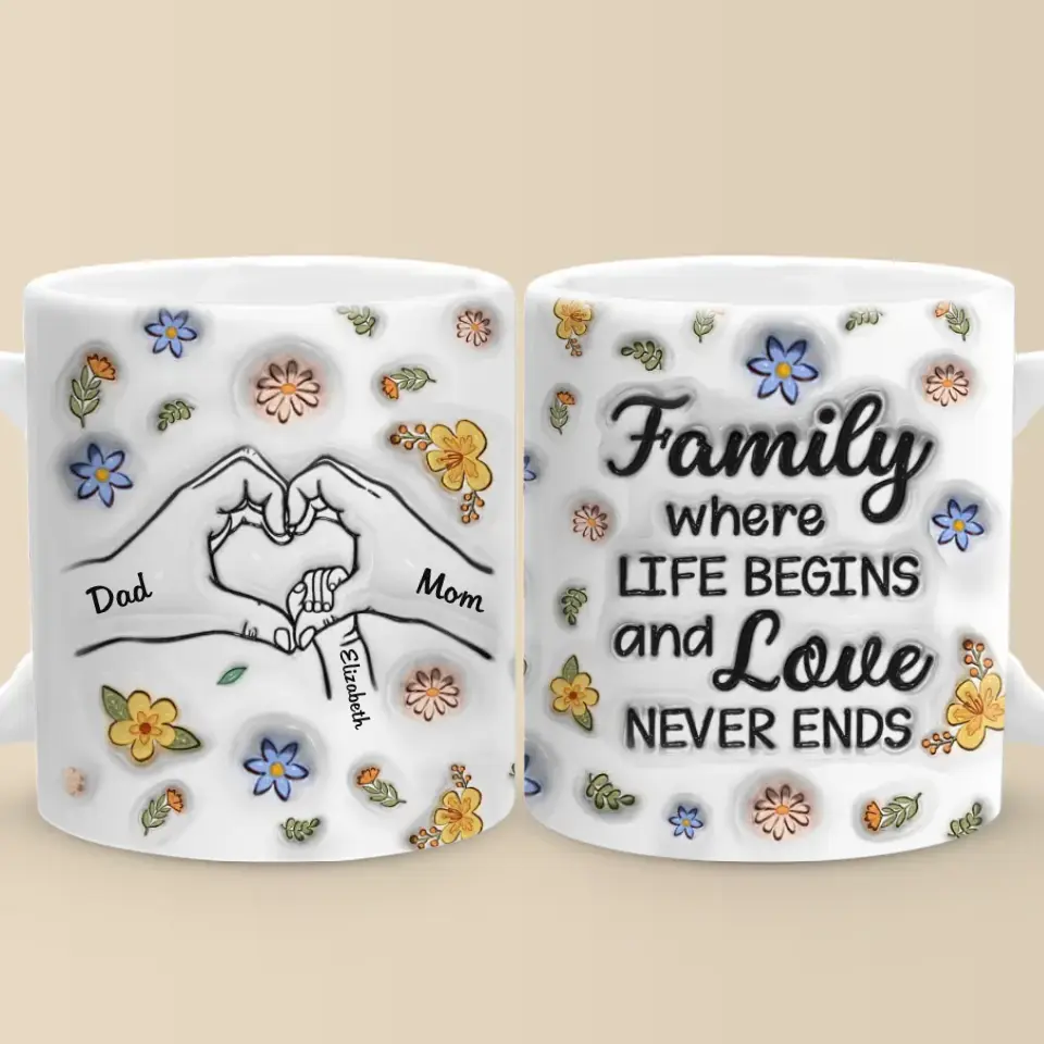 Ensemble, nous formons une famille - Mug personnalisé avec effet gonflé 3D - Cadeau pour les membres de la famille