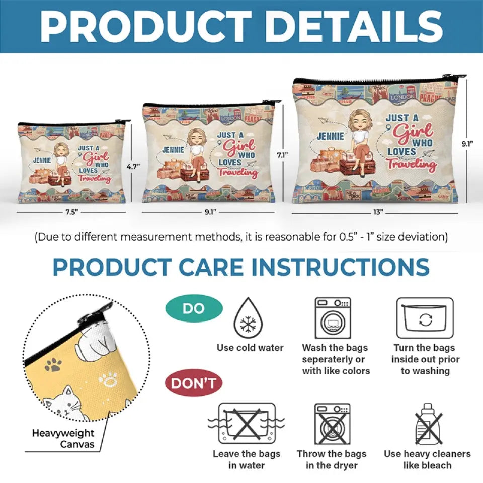 Prêt pour la prochaine aventure - Trousse de maquillage personnalisée - Cadeau de vacances, cadeau pour les amateurs de voyages d'aventure