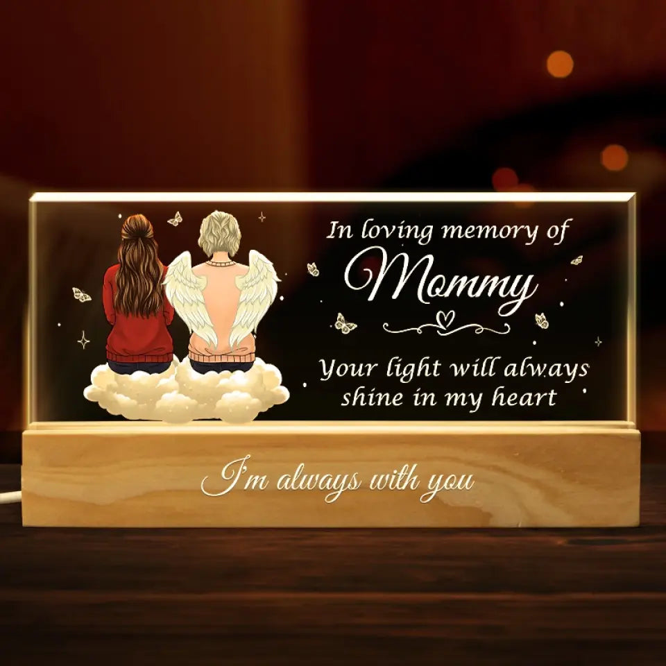 Tu as peut-être disparu de ma vue, mais tu n'as jamais disparu de mon cœur - Lettres acryliques personnalisées commémoratives 3D LED veilleuse - Cadeau de condoléances pour les membres de la famille
