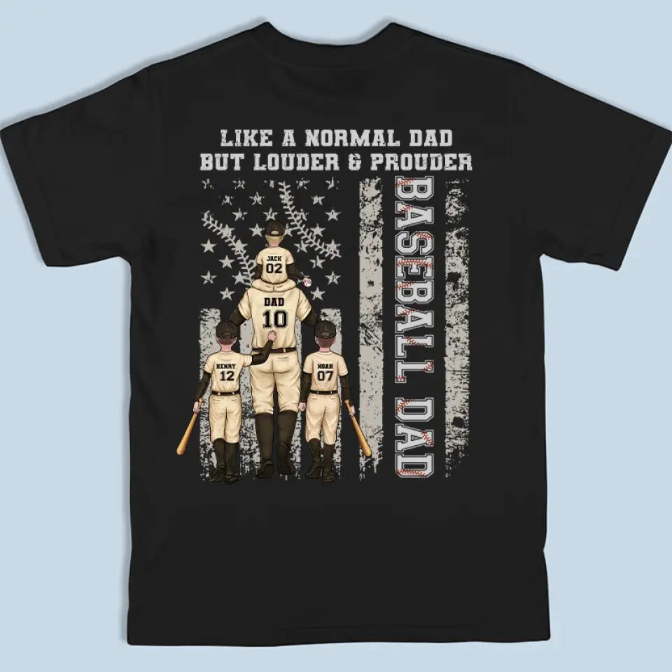 Comme un papa normal, mais plus fort ! T-shirt unisexe personnalisé avec imprimé au dos, sweat-shirt à capuche, cadeau pour papa, amateur de sport et joueur de sport.