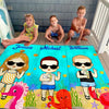 Été, plage, piscine, voyage - Serviette de plage personnalisée pour toute la famille - Cadeau de vacances d'été, cadeau d'anniversaire pour les membres de la famille