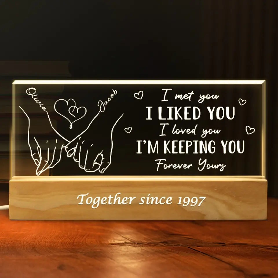 La meilleure chose à laquelle on puisse s'accrocher dans la vie, c'est l'un l'autre - Veilleuse LED 3D personnalisée en acrylique pour couple - Cadeau pour mari et femme, anniversaire