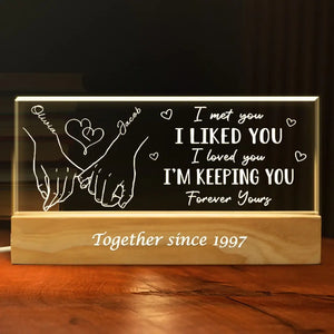 La meilleure chose à laquelle on puisse s'accrocher dans la vie, c'est l'un l'autre - Veilleuse LED 3D personnalisée en acrylique pour couple - Cadeau pour mari et femme, anniversaire
