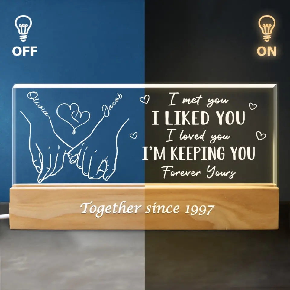 La meilleure chose à laquelle on puisse s'accrocher dans la vie, c'est l'un l'autre - Veilleuse LED 3D personnalisée en acrylique pour couple - Cadeau pour mari et femme, anniversaire