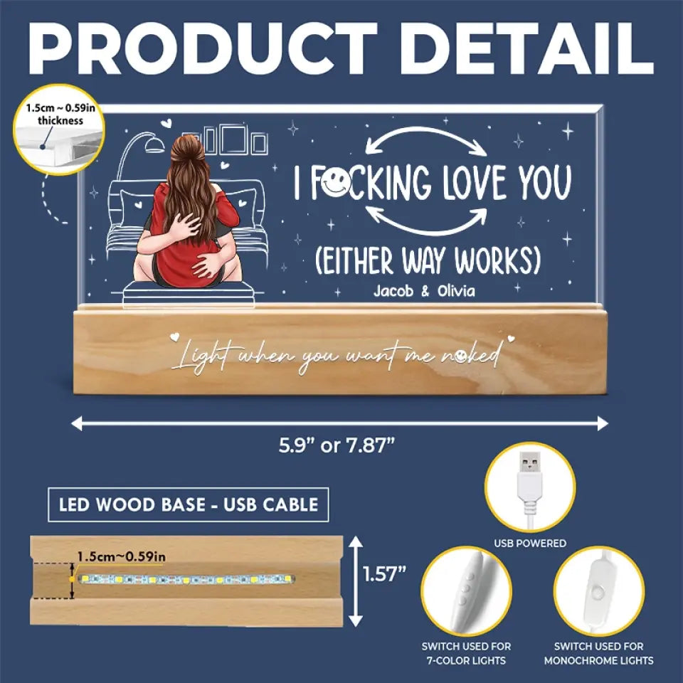 Deux têtes, un cœur – Couple personnalisé lettres acryliques veilleuse LED 3D – Cadeau pour mari et femme, anniversaire