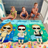 Été, plage, piscine, voyage et enfants - Serviette de plage personnalisée pour toute la famille - Cadeau de vacances d'été, cadeau d'anniversaire pour les membres de la famille