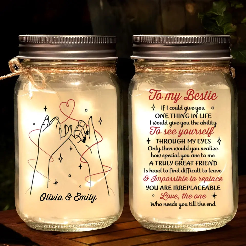 La vie est meilleure avec de vrais amis - Lampe Mason Jar personnalisée Bestie - Cadeau pour les meilleures amies, BFF, sœurs