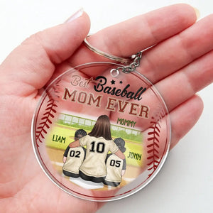 Porte-clés personnalisé en acrylique pour la famille - Équipe de maman - Cadeau pour les membres de la famille, les amateurs de sport et les sportifs