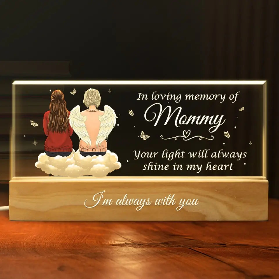 Tu as peut-être disparu de ma vue, mais tu n'as jamais disparu de mon cœur - Lettres acryliques personnalisées commémoratives 3D LED veilleuse - Cadeau de condoléances pour les membres de la famille
