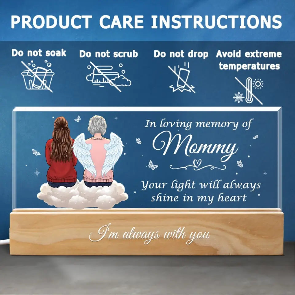 Tu as peut-être disparu de ma vue, mais tu n'as jamais disparu de mon cœur - Lettres acryliques personnalisées commémoratives 3D LED veilleuse - Cadeau de condoléances pour les membres de la famille