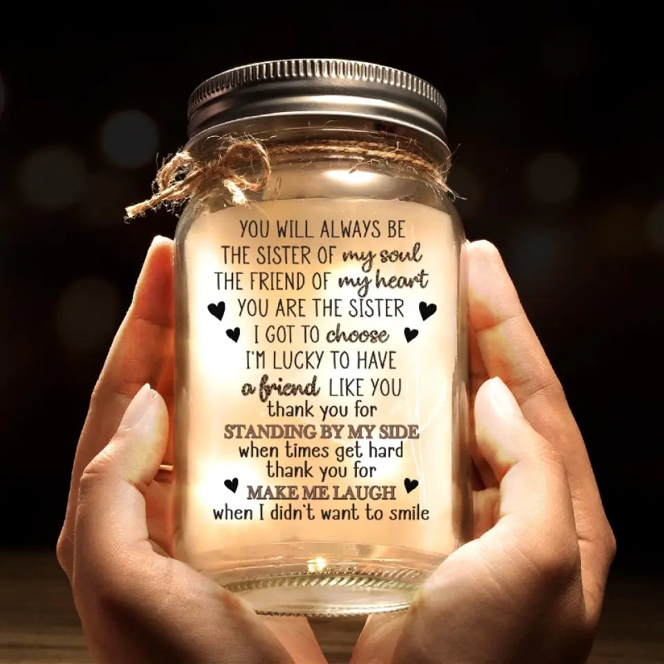 Tu es à mes côtés dans les bons comme dans les mauvais moments - Lampe personnalisée en pot Mason - Cadeau pour les meilleures amies, les meilleures amies et les sœurs