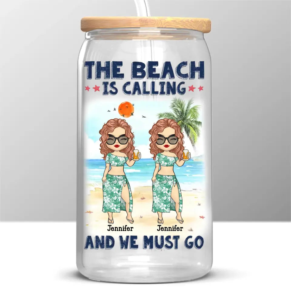 Les amis qui voyagent ensemble restent ensemble - Tasse en verre personnalisée Bestie, tasse à café glacé - Cadeau de vacances d'été pour les meilleures amies, BFF, sœurs