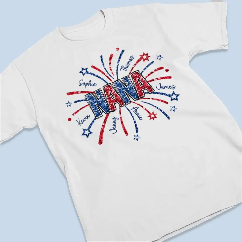 Briller comme des feux d'artifice - T-shirt unisexe personnalisé pour la famille, sweat à capuche, sweat-shirt - 4 juillet, cadeau pour maman, grand-mère