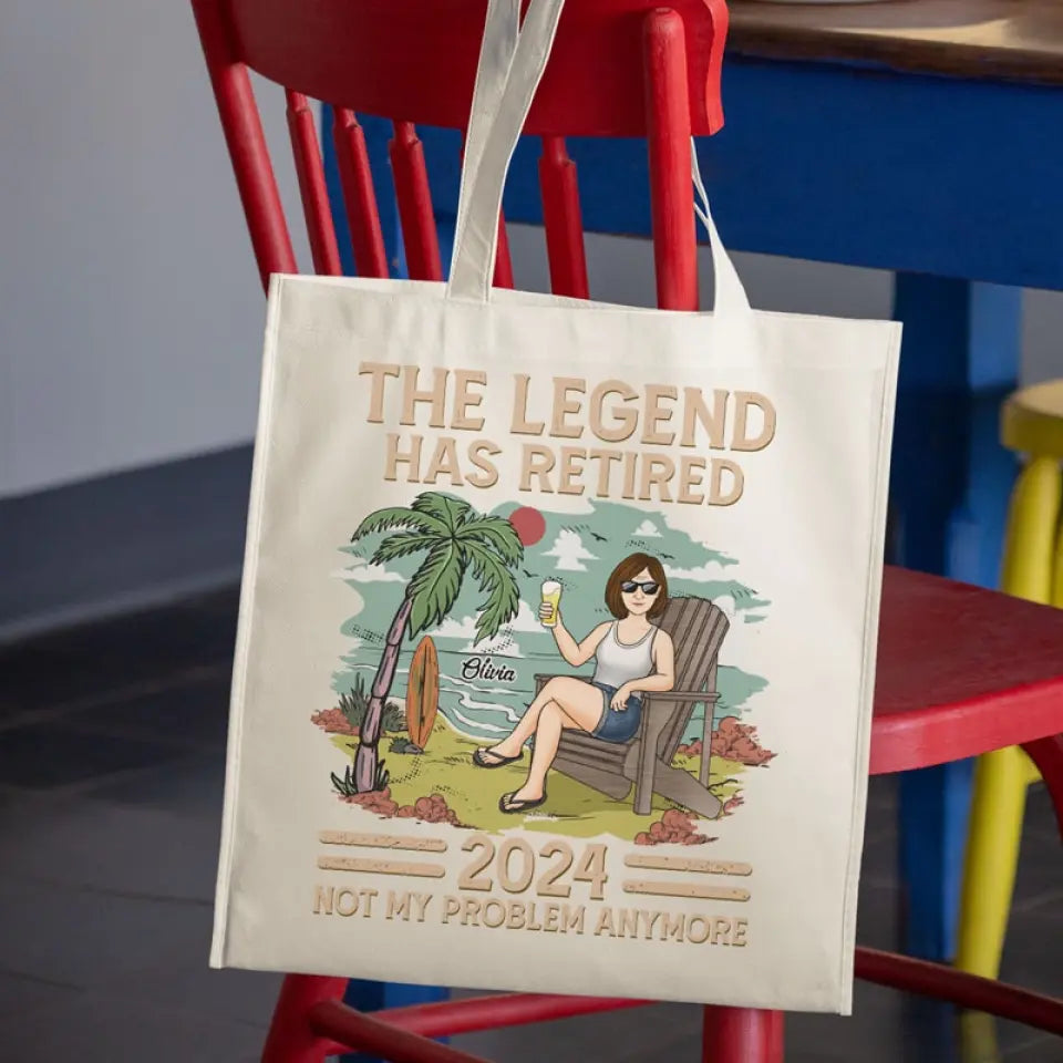 La légende a pris sa retraite - Sac fourre-tout personnalisé - Cadeau de remerciement et de départ à la retraite pour collègues, collègues de travail, collègues