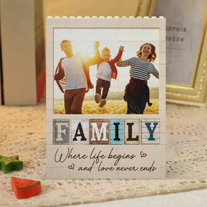 Photo personnalisée Ensemble, nous avons tout - Blocs de construction rectangulaires verticaux personnalisés pour la famille - Cadeau pour les membres de la famille
