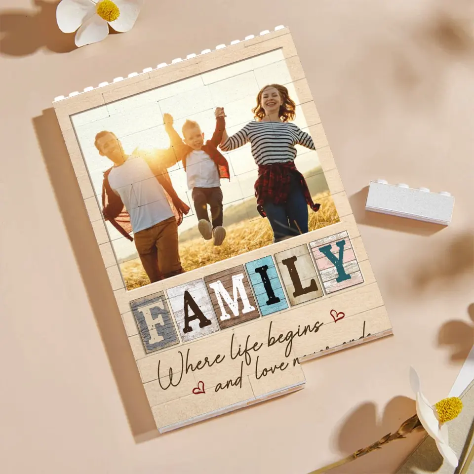 Photo personnalisée Ensemble, nous avons tout - Blocs de construction rectangulaires verticaux personnalisés pour la famille - Cadeau pour les membres de la famille