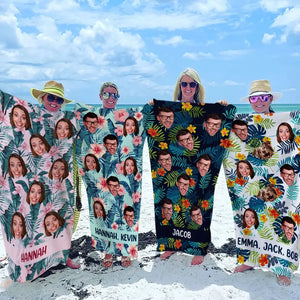 Serviette de plage personnalisée avec photo « En été, la chanson chante toute seule » - Cadeau pour les vacances d'été, un anniversaire, une fête à la piscine, pour les membres de la famille, les propriétaires d'animaux et les amoureux des animaux