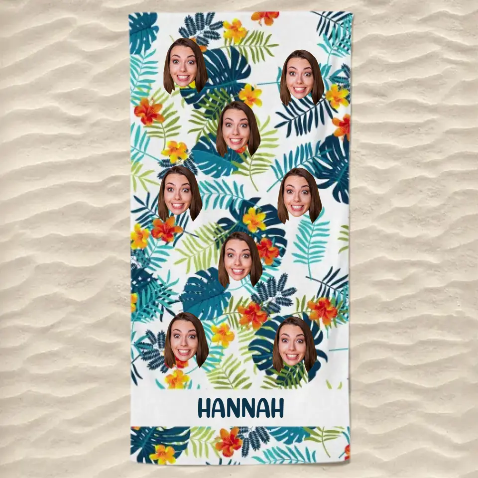 Serviette de plage personnalisée avec photo « En été, la chanson chante toute seule » - Cadeau pour les vacances d'été, un anniversaire, une fête à la piscine, pour les membres de la famille, les propriétaires d'animaux et les amoureux des animaux