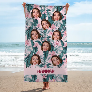 Serviette de plage personnalisée avec photo « En été, la chanson chante toute seule » - Cadeau pour les vacances d'été, un anniversaire, une fête à la piscine, pour les membres de la famille, les propriétaires d'animaux et les amoureux des animaux