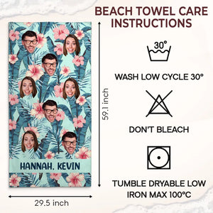 Serviette de plage personnalisée avec photo « En été, la chanson chante toute seule » - Cadeau pour les vacances d'été, un anniversaire, une fête à la piscine, pour les membres de la famille, les propriétaires d'animaux et les amoureux des animaux
