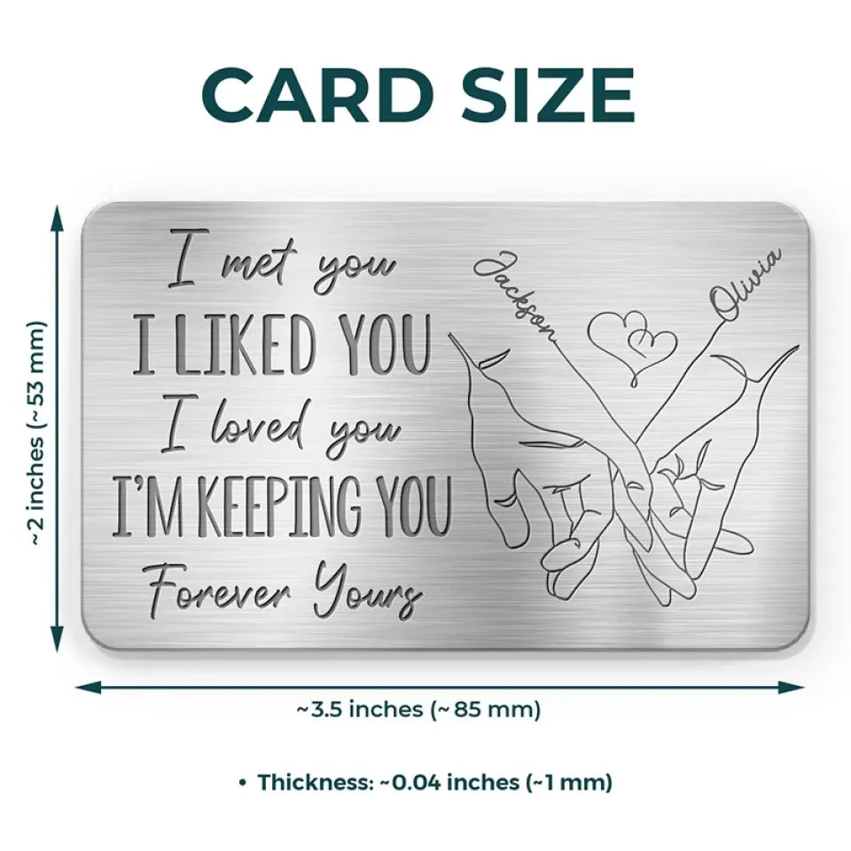 Je t'aimais avant, je t'aime toujours - Carte portefeuille personnalisée en aluminium pour couple - Cadeau pour mari et femme, anniversaire