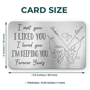 Je t'aimais avant, je t'aime toujours - Carte portefeuille personnalisée en aluminium pour couple - Cadeau pour mari et femme, anniversaire