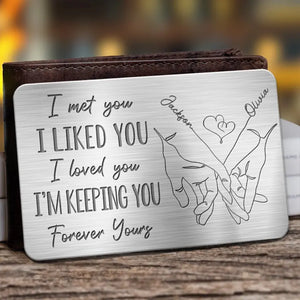 Je t'aimais avant, je t'aime toujours - Carte portefeuille personnalisée en aluminium pour couple - Cadeau pour mari et femme, anniversaire
