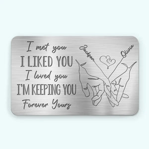 Je t'aimais avant, je t'aime toujours - Carte portefeuille personnalisée en aluminium pour couple - Cadeau pour mari et femme, anniversaire