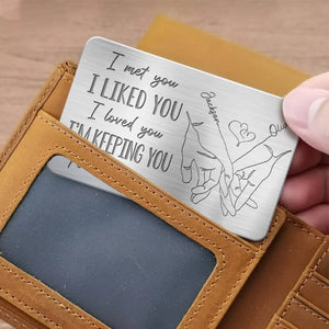 Je t'aimais avant, je t'aime toujours - Carte portefeuille personnalisée en aluminium pour couple - Cadeau pour mari et femme, anniversaire