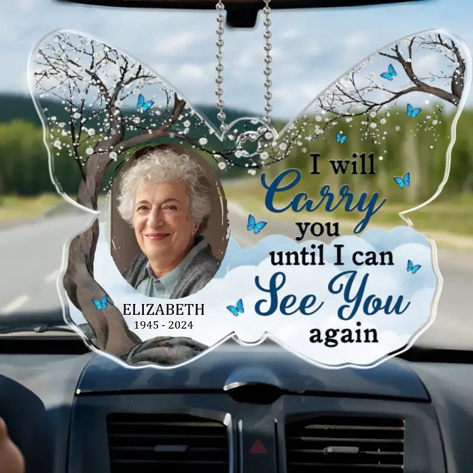 Photo personnalisée à vos côtés tous les jours - Ornement de voiture personnalisé commémoratif - Forme personnalisée en acrylique - Cadeau de condoléances pour les membres de la famille
