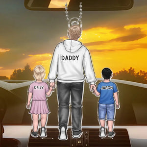 Main dans la main, je te protégerai toujours - Ornement de voiture personnalisé pour la famille - Forme personnalisée en acrylique - Cadeau pour papa