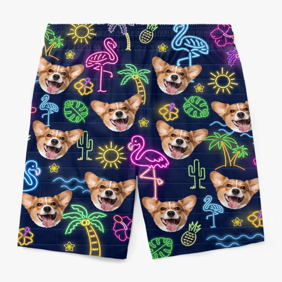 Photo personnalisée : chaque jour devrait être une journée à la plage - Short de plage hawaïen tropical personnalisé pour chien et chat - Cadeau de vacances d'été, cadeau de fête d'anniversaire pour propriétaires d'animaux et amoureux des animaux