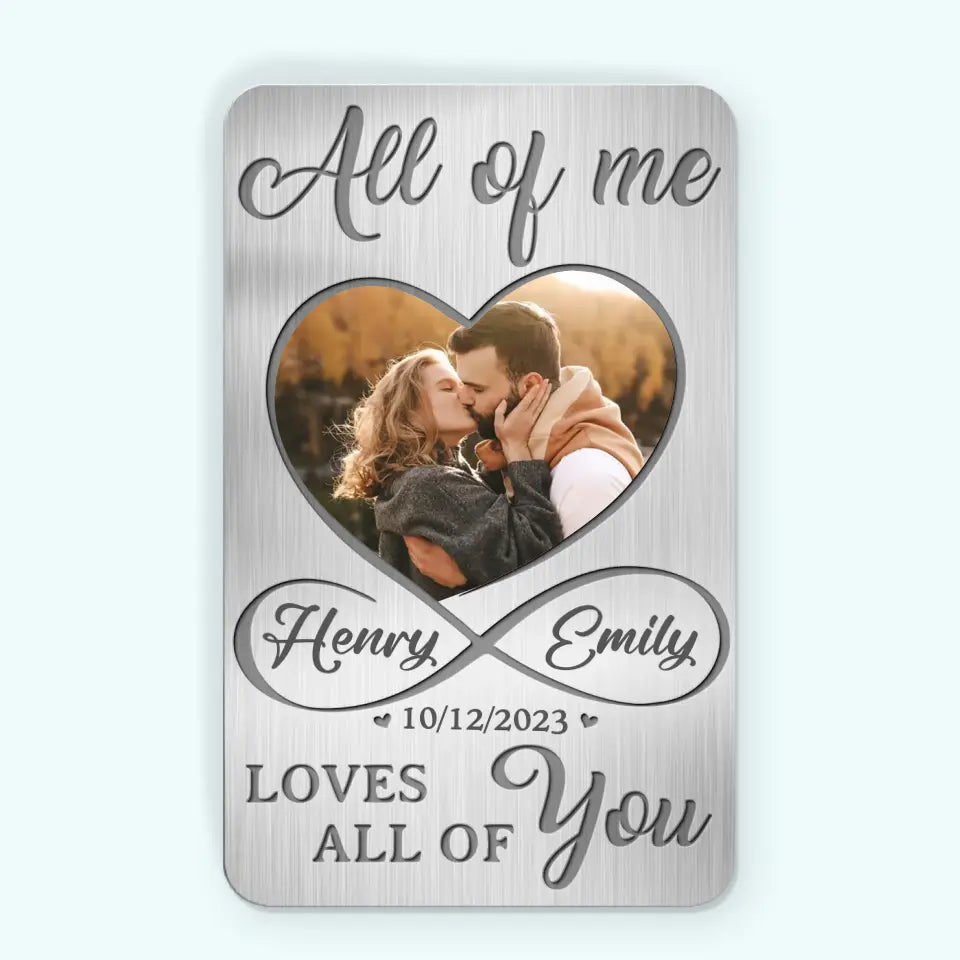 Photo personnalisée « Tout de moi, tout de toi » - Carte portefeuille en aluminium personnalisée pour couple - Cadeau pour mari et femme, anniversaire