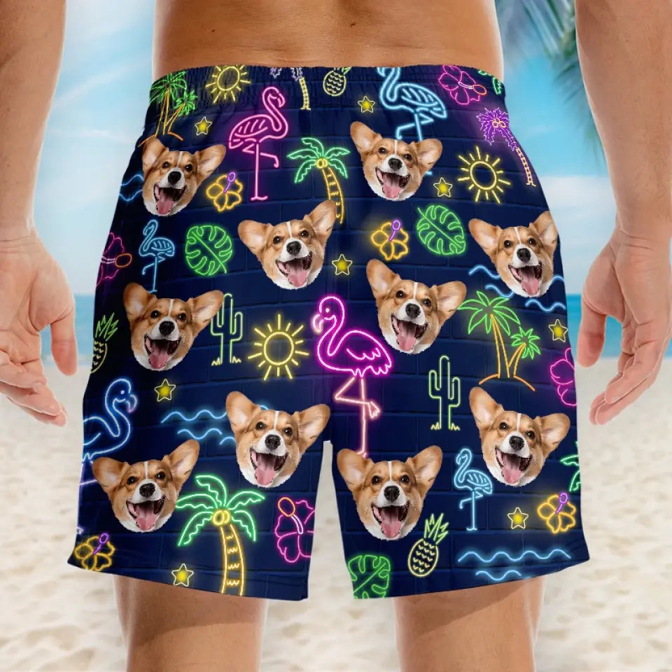 Photo personnalisée : chaque jour devrait être une journée à la plage - Short de plage hawaïen tropical personnalisé pour chien et chat - Cadeau de vacances d'été, cadeau de fête d'anniversaire pour propriétaires d'animaux et amoureux des animaux
