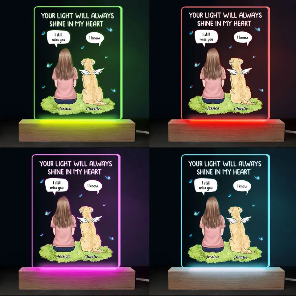 Toujours là pour vous – Lampe LED 3D personnalisée en forme de mémorial – Cadeau de condoléances pour les propriétaires et les amoureux des animaux