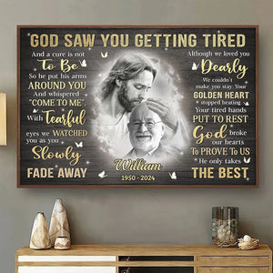 Photo personnalisée « Dieu vous aime quoi qu'il arrive » - Affiche horizontale personnalisée commémorative - Cadeau de condoléances pour les membres de la famille