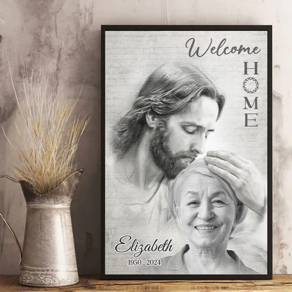 Photo personnalisée en souvenir de vous avec amour - Affiche verticale personnalisée commémorative - Cadeau de condoléances pour les membres de la famille